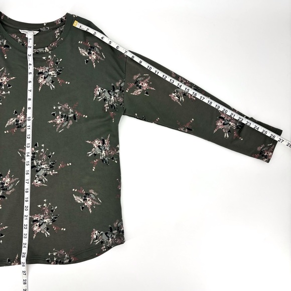 Catherine Malandrino Olive Green Floral Print Long Sleeve Sweatshirt, Large - Picture 15 of 16
